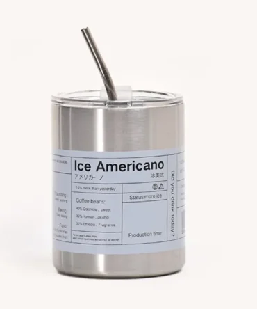 Ποτήρι Θερμός Americano με Μεταλικό Καλαμάκι